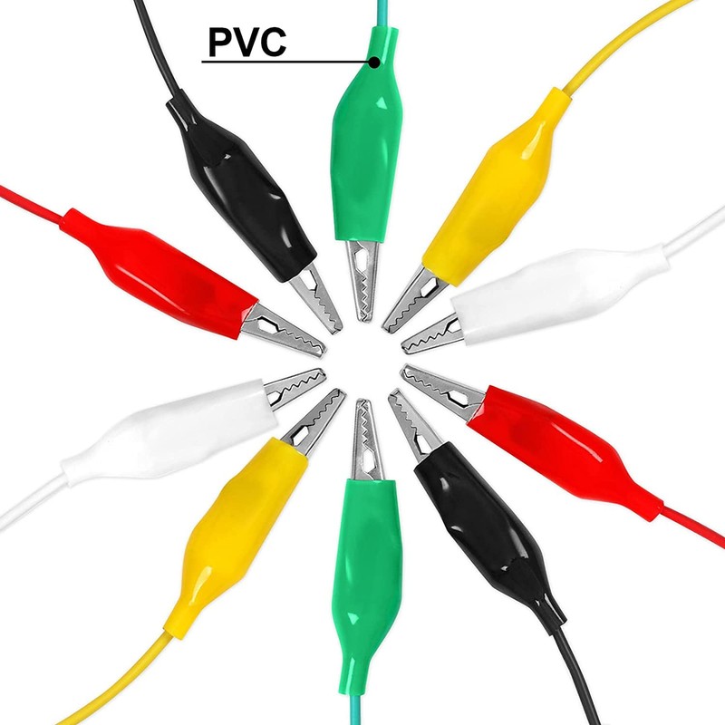 20 PCS Alligator Clips Electrical, 5-Color 21.5inch Test Leads with