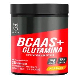 Bcaas + Glutamina Aminoácidos Psn 500g Sabores Naranja