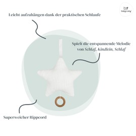 Baby's Only - Star-shaped Music Box for Baby Room - Twinkle, Twinkle Little Star - 22 x 21 cm - For Boys and Girls - White