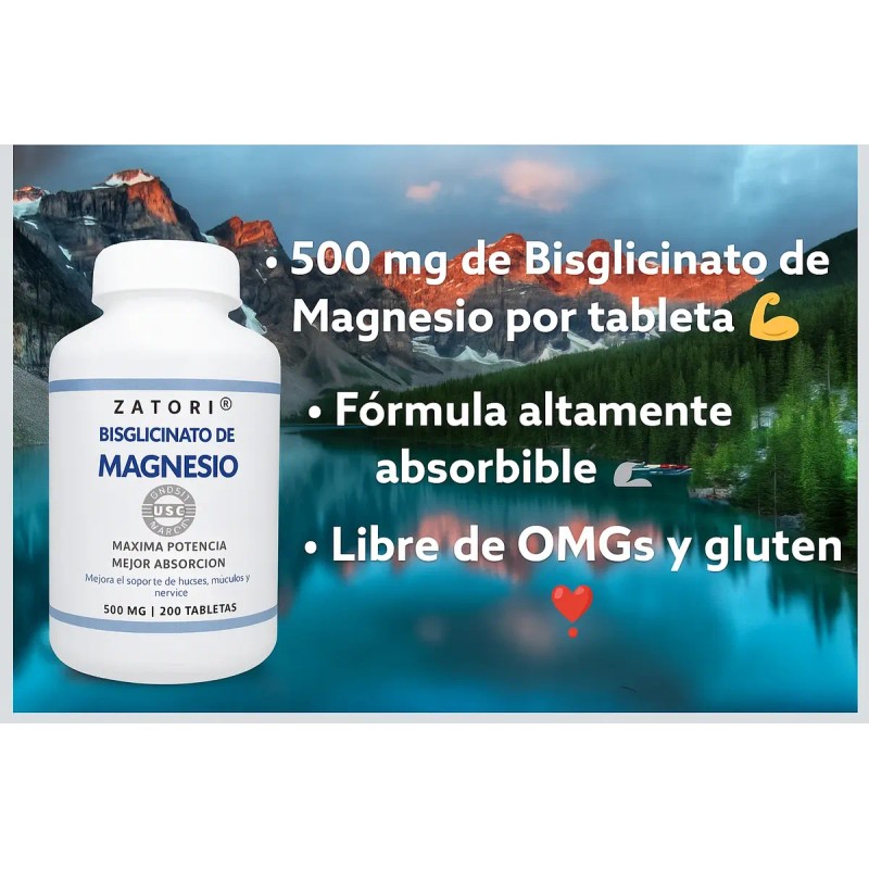 Bisglicinato Magnesio 500 200 Días Suministro