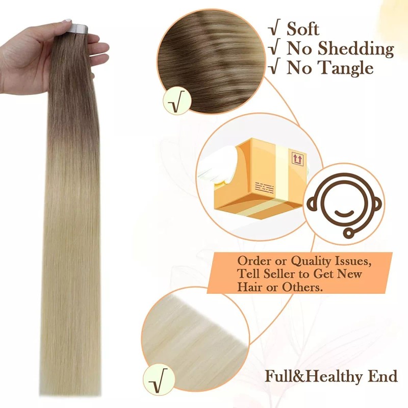 Easyouth Extensiones Cabello Humano 40gr 14in Desvanecimiento Marrón