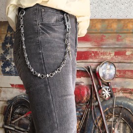 Ahiller Men's Trouser Chain, Heavy Punk Biker Skull Anti Theft Wallet Chain, Hip Hop Jeans Chain, Key Chain, Belt Chain, Yk-grey-1p