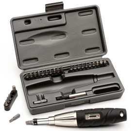Kings County Tools Adjustable Torque Screwdriver Kit | 28 SAE Size Bits Included | ¼” Drive Shank Adapter | 2-36 Inch Pounds of Torque | Increased Control and Functionality | Durable Carrying Case