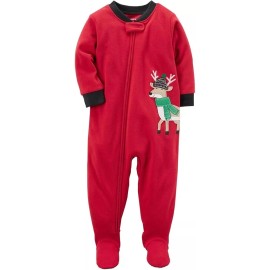 Carter's Fleece Christmas Red Reindeer Sleeper Size 6 Months - NEW