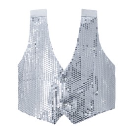 Dress Up America Vollständig gefüttert Silber Sequin Weste für Erwachsene Größe klein