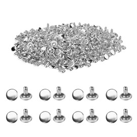 200 juegos de remaches de piel, remaches de doble tapa de 8 mm, pernos tubulares metálicos con tapa de 8 mm para reparaciones y decoración, remaches rápidos redondos, botones con puntas punk para