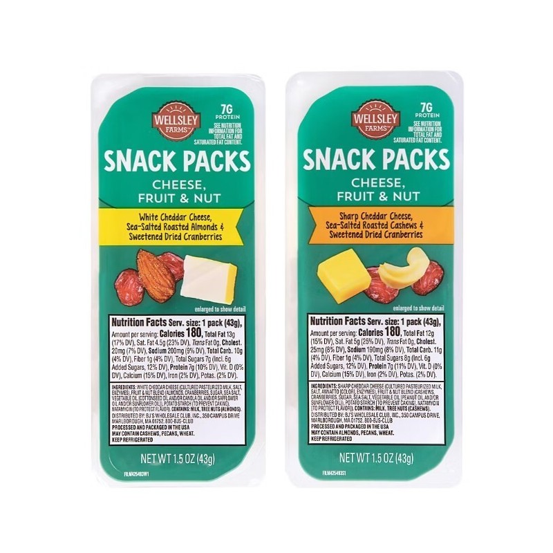 Wellsley Farms Cheese Fruit & Nut Snack Packs, 12 pk.