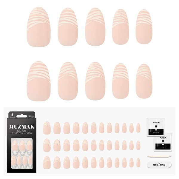 MUZMAK Reusable Press on Nails Long Medium Short Coffin Almond