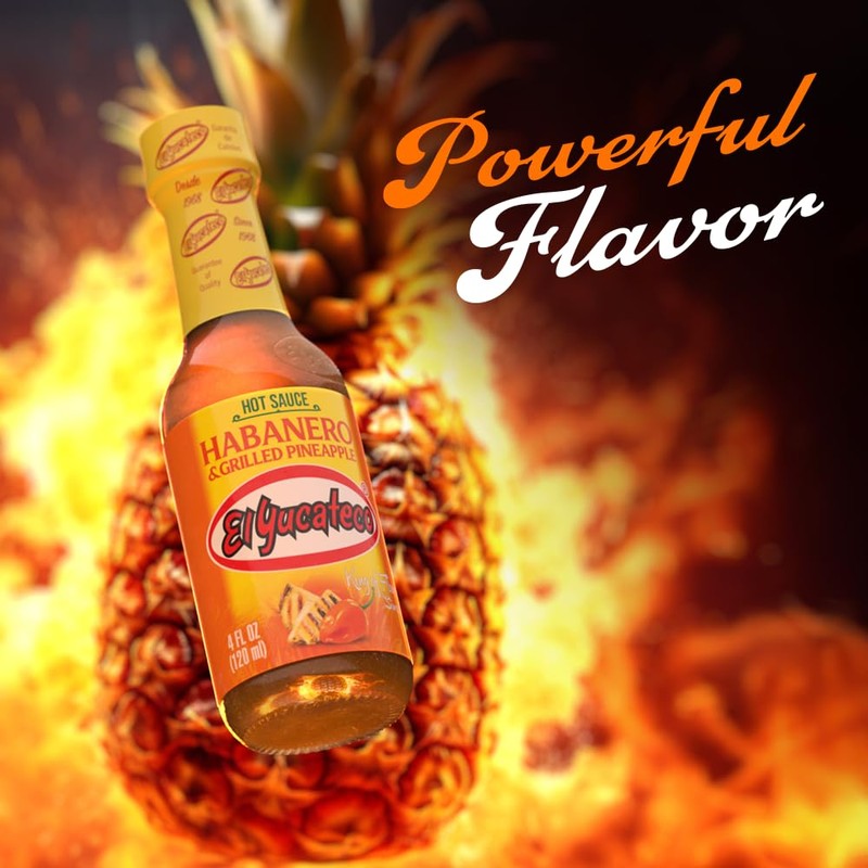 El Yucateco Grilled Pineapple and Habanero Sauce, 4 oz, Gluten