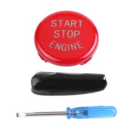 Car Start/Stop Button, Car Start Button with One Key, Engine Ignition Switch Cover for E-Disk Bottom, Engine Start Stop Button Ignition Switch Cover for E90 E91 E92 E93 E60 (Red)