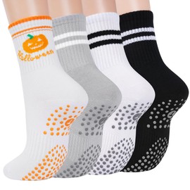 Grip Pilates Crew Socks for Women, Non Slip Yoga Socks with Grips for Barre Hospital Grippy Sticky Sock