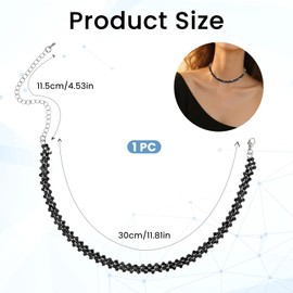Prasacco Choker Necklace Women Rhinestone Necklace Women Black Diamond Choker Necklaces Crystal Black Necklaces for Party Prom Wedding Jewelry Accessories