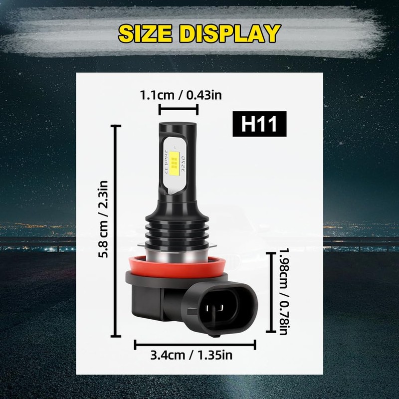 For Toyota Yaris 2006-2014 Fog Lights Bulbs, 8000LM Super Bright