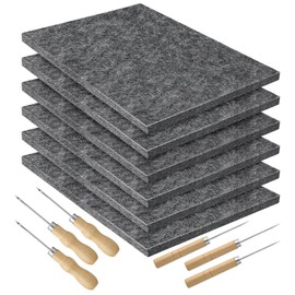 Kaisibum Pricking Needle Set for Children from 4, Prickling Set with 6 Pieces of Prickling Felt (20 x 15 x 0.9 cm, 9 mm Thick) and 6 Pieces Needles, DIY Gadgets for Children and Adults