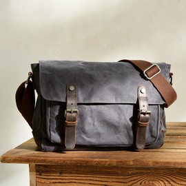 Canvas Messenger Bag, Vintage Crossbody Shoulder Bag,Heavy Waterproof Military Satchel for Men