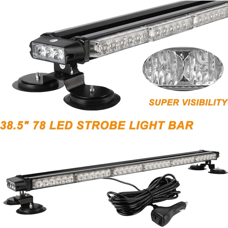 38.5Inch 78 LED Strobe Light Bar Double Side Flashing High