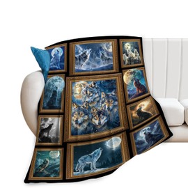 Wolf Blanket Soft Cozy Wildlife Animal Throw Blanket Gifts for Women Girls Super Plush Warm Wolf Stuff Lightweight Fleece Flannel Gift Blankets for Kids Adults 50"X40"
