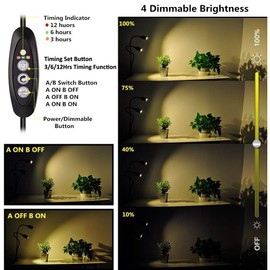 Relassy LED Grow Light for Indoor Plants 75W Sunlike Full Spectrum Indoor Grow Light Plants - 3/6/12H Auto On/Off Timer Grow Lamp - 4 Dimmable Indoor Plants Light - 22.5 Inch Longer Gooseneck