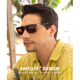 ANYLUV Polarised Sunglasses Men Women Outdoor Sunglasses Unisex Retro Black Glasses UV400 Driving Hiking Golf, B06 Brown/Brown