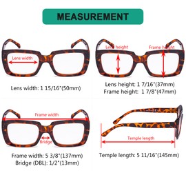 Eyekepper Pack of 4 Stylish Lenses for Women - Oversized Square Glasses Turquoise +2.00