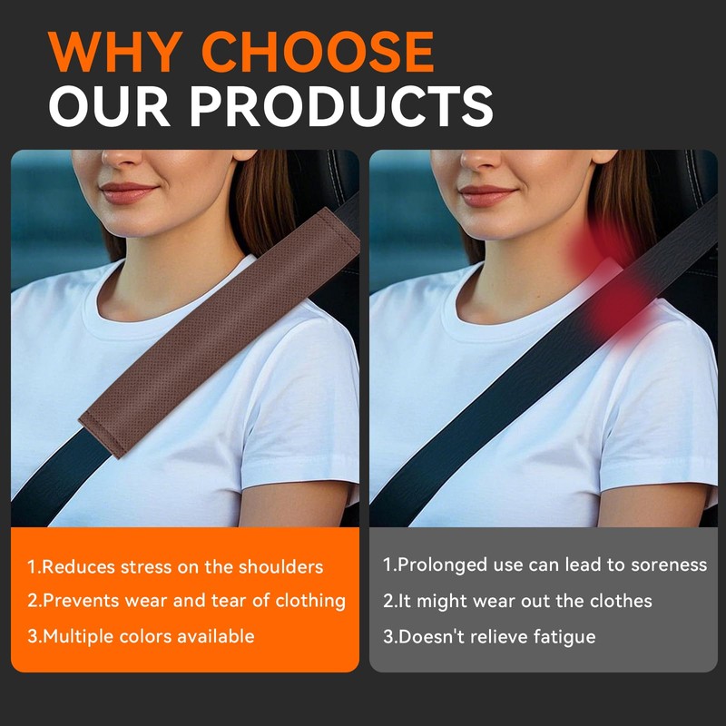 GAMPRO Perforated Breathable Car Seat Belt Pads, Microfiber Synthetic Leather