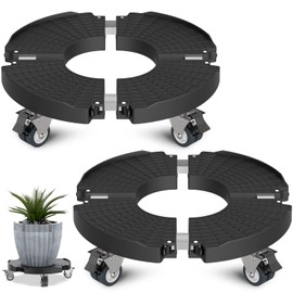 Goovilla Plant Stand with Wheels 440LBS Load,2Pack, Adjustable 15-22",Black