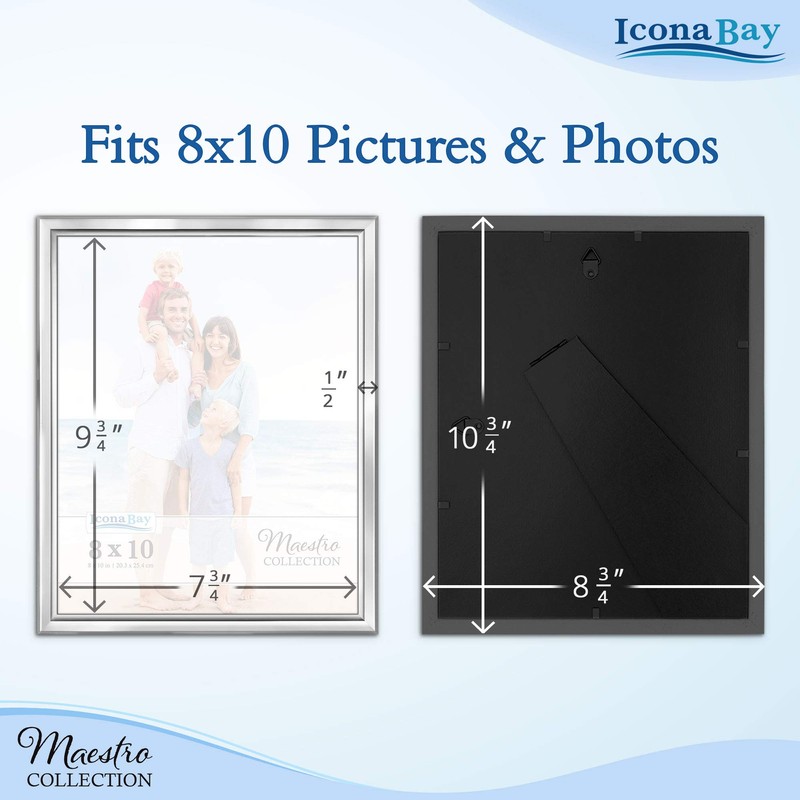 Icona Bay 8x10 Picture Frames Set (Silver, 12 Pack), Classy