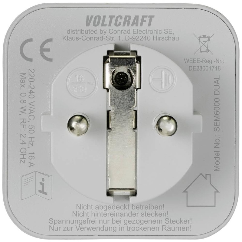 VOLTCRAFT SEM6000 Dual Energy Cost Meter Bluetooth® Interface, Data Export,