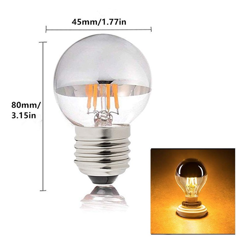 Lxcom Lighting 4W G45 Edison LED Bulb Silver Tipped Dimmable