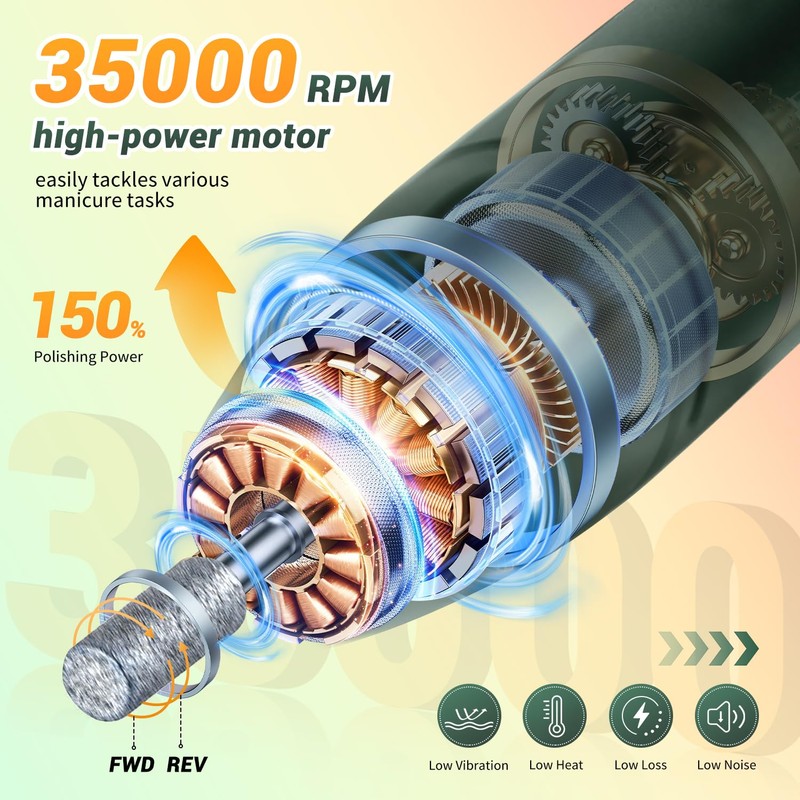 Professional Rechargeable Nail Drill 35000 RPM, SG707 Electric Nail File