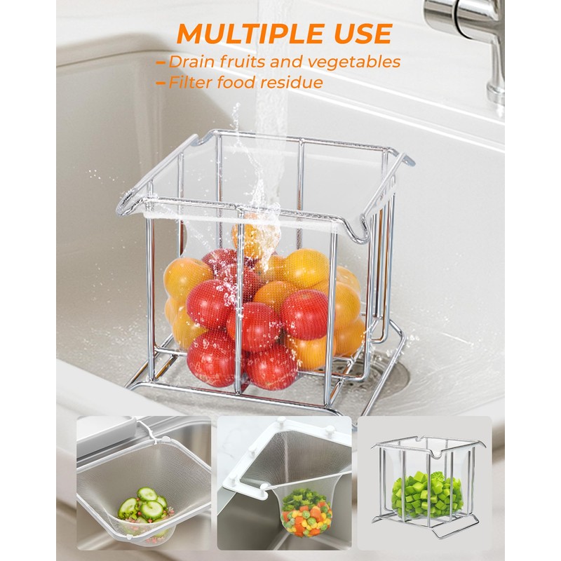 KONE Kitchen Sink Strainer Mesh Bag- 200 PCS Large Disposable
