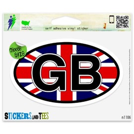 GB Great Britain Flag Oval Car Sticker Indoor Outdoor 5" x 3"