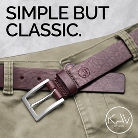 KAV Sweden Stala - Mens Leather Belt - 1.4" Handmade in Sweden with Italian Full Grain Leather, brown leather belt men, Mens Leather Belts 42"