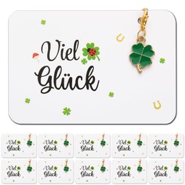 BOOMTOP 10 Key Rings Lucky Charm New Year's Eve Decorative Clover Mushroom Pendant Good Luck Small Lucky Charm Lucky Clover Mushrooms Christmas Wedding Favours Farewell Christening Thank You Gifts,