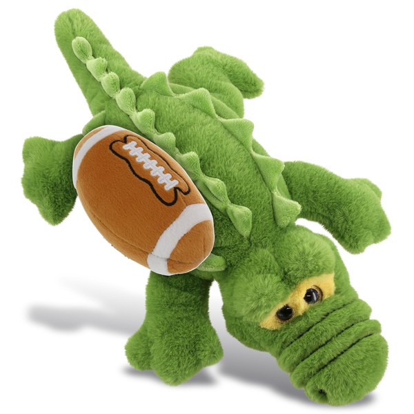 DolliBu Green Alligator Stuffed Animal with Football Plush - Soft