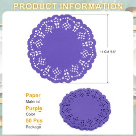 sourcing map 50pcs Paper Doilies, 5.5 Inch Lace Paper Doilies, Disposable Paper Placemats for Cakes Table Plate Crafts Party Weddings Tableware Purple