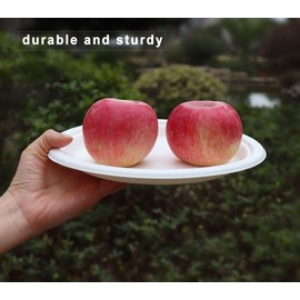 GreenWorks 100 Count 7“ Heavy-duty Compostable Plates, Unbleached Biodegradable Bagasse and Bamboo fiber Paper Plates