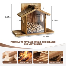 Squirrel Feeders for Outside, Durable Squirrel House for Outdoor - Chipmunk Feeder, Squirrel Food for Backyard Squirrels Hold Corn, Corn Cob, Peanuts -Brown