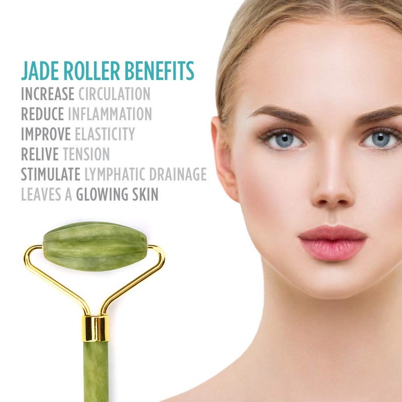 Jade Face Roller - GLAMZA Double Ended Facial Roller &
