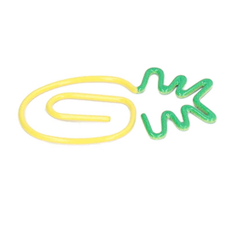 100pcs Metallic Paper Clips Green Yellow Ananas Shape Electroplating Process