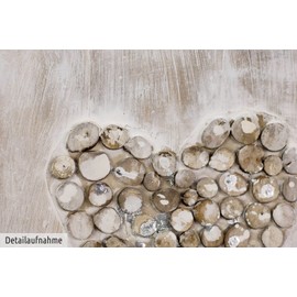 KunstLoft Canvas Picture | 100% Hand Painted | 30 x 30 cm | Painting 'Heart-warming' | Heart | Brown | Wall Picture Living Room