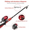 Urban Deco Kids Fishing Pole, Portable Telescopic Rod and Reel