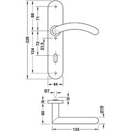 JUVA Door Handle Set Long Plate - Door Fitting BB Deadlock - 1 Piece Door Handle Set for Room Doors with Mounting Material - Door Handles Stainless Steel Matt Brushed - Door Handle Set