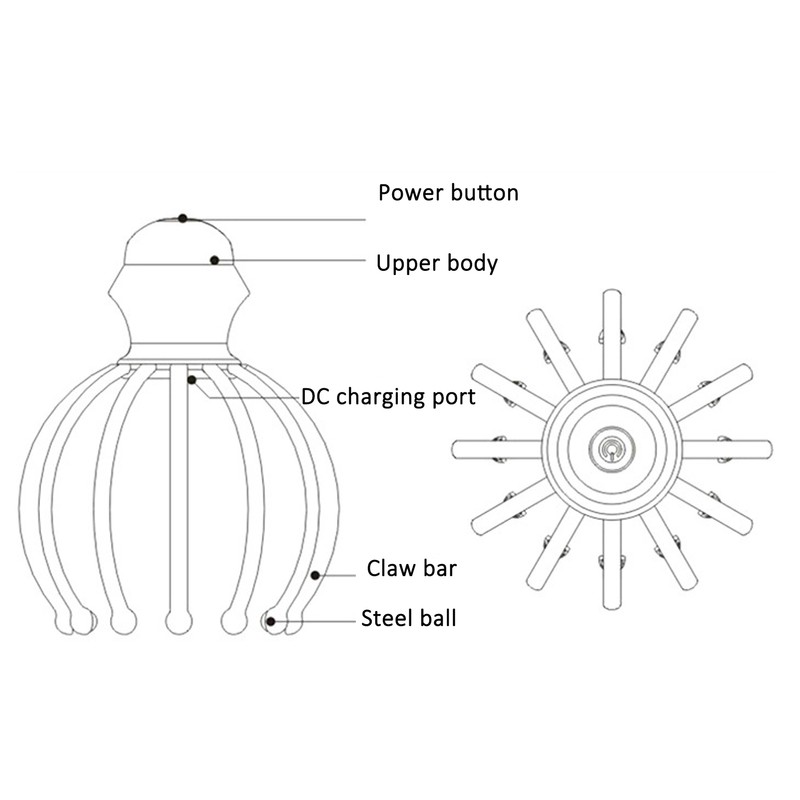 12 Claw Electric Scalp Massager Rechargeable Vibrating Head Massager Tool