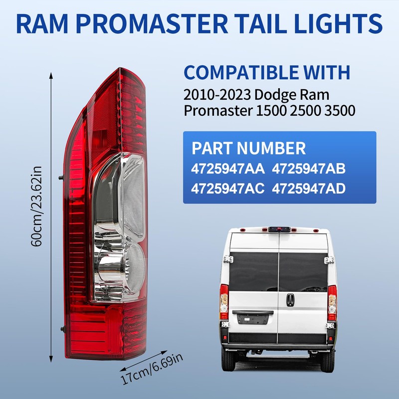 Convitex Replacement Driver Side Tail Light Without Circuit for RAM