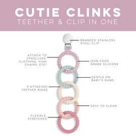 Ryan & Rose Cutie Clinks Attachable Teether Chew Toy for Babies (Blossom)