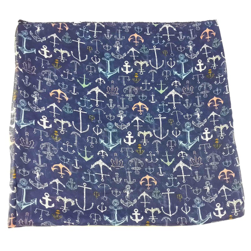Lina & Lily Women's Loop Scarf with Anchor Print, navy