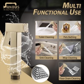Vanbus Handheld Toilet Bidet Sprayer, Hot and Cold Water Bidet with Mounting Valve, Adjustable Water Pressure Stainless Steel Spray for Women, Pets, and Baby Cleaning