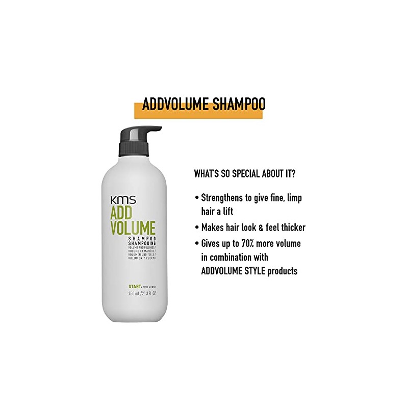 KMS AddVolume Shampoo, For Fine Hair, Boosts Volume & Thickness,
