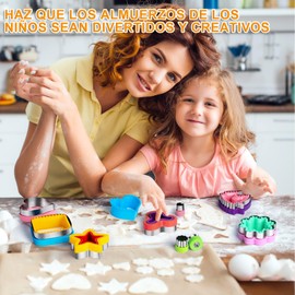 Cortador De Sándwiches, 46 Pcs Cortadores de Sandwich para Niños con Mini Palillos, Cortador de Pan y Verduras para Niños, Mini Molde de Sellos de Frutas y Galletas para Hornear, Bento, Fiesta